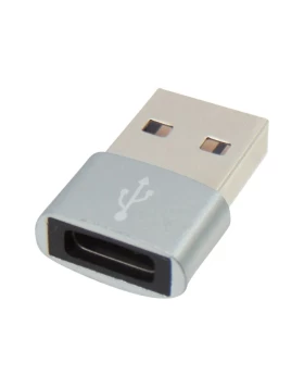 Αντάπτορ  USB 2.0 αρσενικό σε USB TYPE C θηλυκό ασημί PL-AP377 BAG PLY