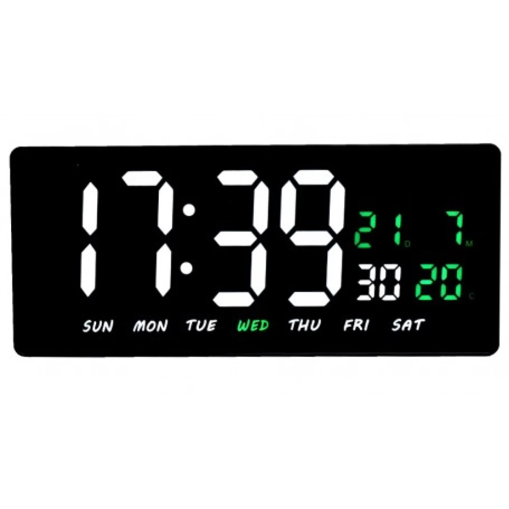 Ψηφιακό Ρολόι LED Τοίχου με Ημερολόγιο/ Θερμόμετρο/ Υγρασιόμετρο  Μαύρο με λευκά ψηφία JH-3604