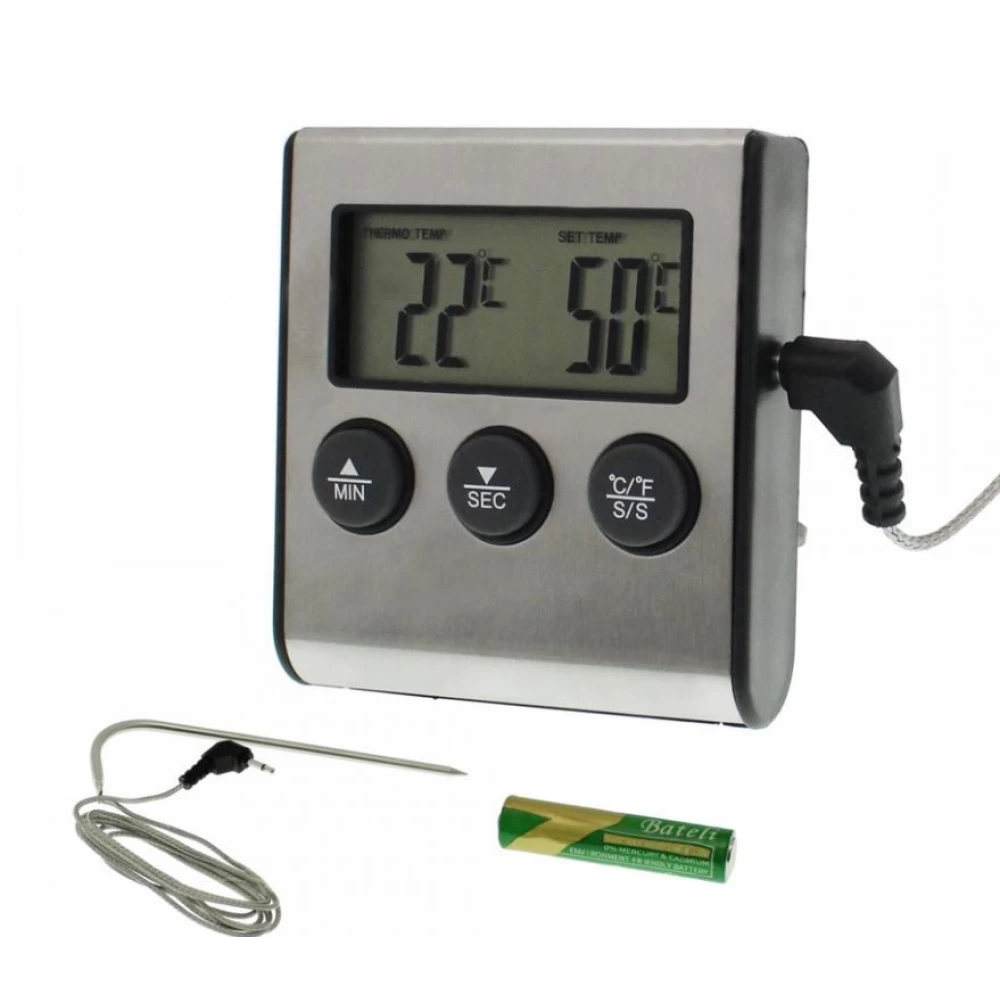 Ψηφιακό θερμόμετρο κουζίνας και χρονόμετρο με probe ακίδας  
